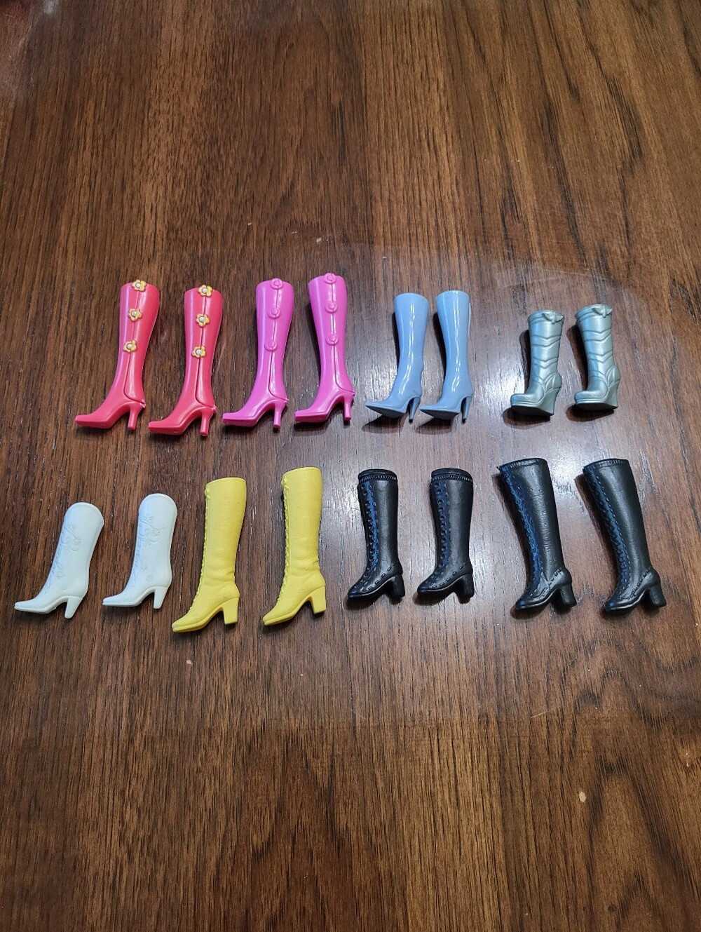 Vintage Barbie Doll Footwear Plastic Tall Heel Cowboy Faux Laceup Boots Lot Of 8